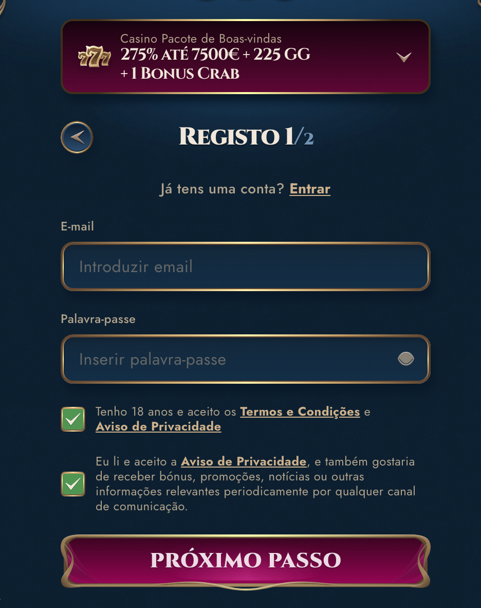 Registo no RichRoyal Casino RichRoyal Casino registo