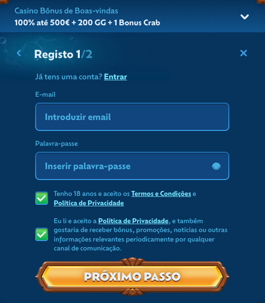 Registo no Winbay Casino Winbay Casino registo