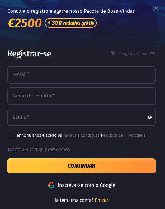 Registo no WinShark Casino WinShark Casino registo